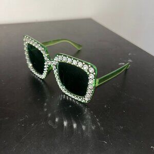 Green bejeweled sunglasses